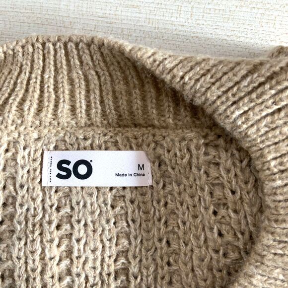 NWT!! Tan V-Neck Balloon Sleeve Sweater By SO (Sonoma) in Medium - Picture 7 of 9